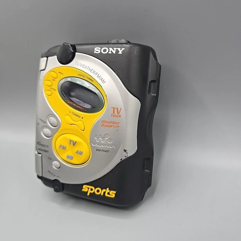 Sony Yellow Black Silver Portable Cassette Player TV/FM/AM Sports